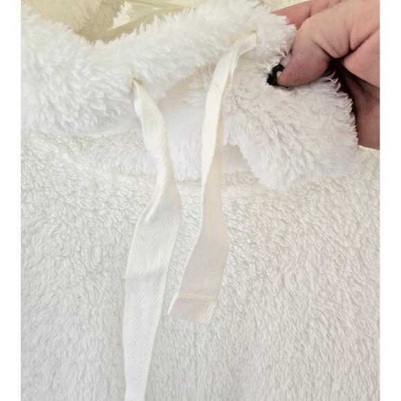 Old Navy Fluffy White Cozy Sleep Pullover Sweater Women's L Drawstring Cowl Neck - Picture 3 of 7